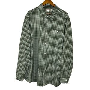 Duluth Trading Co Green Tan Plaid Long Sleeve Button Up Shirt Size 2XL Men's